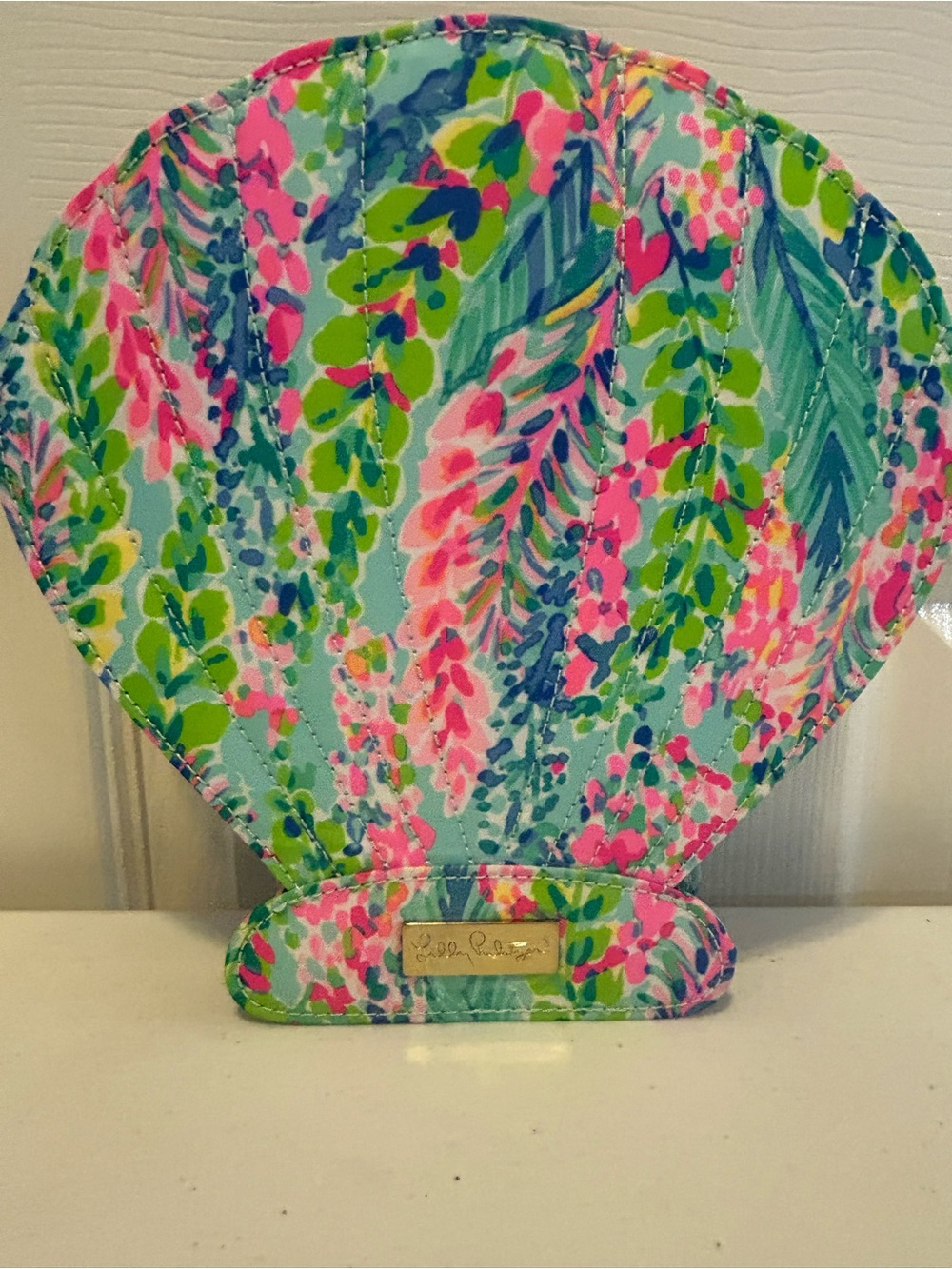 Lilly Pulitzer Shell Brush Holder - Pink, Aqua & Green Floral